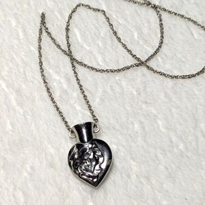 Vintage Art Nouveau Silvertone Vase Pendant/Necklace Female Face on Both Sides